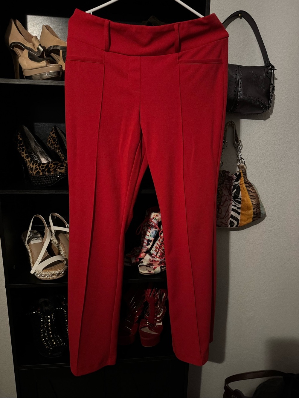 Soho Red Straight-Leg Ponte Trousers